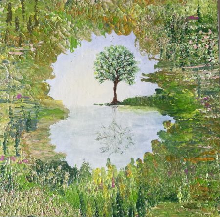 Akryl maleri Reflektion af Lisbeth Storgaard malet i 2026