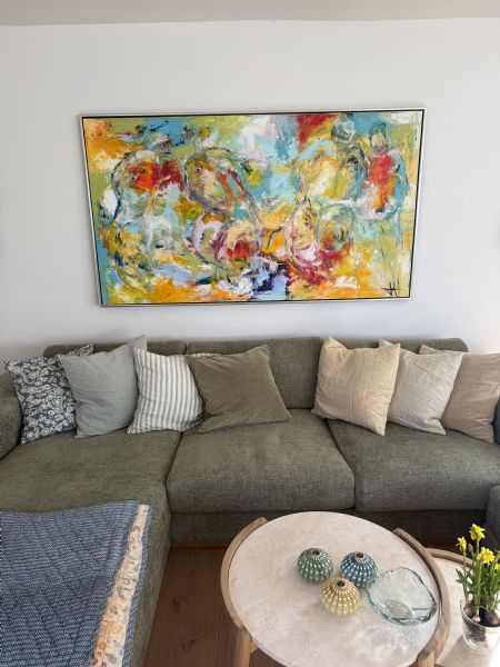 Olie maleri Henrik Busk Andersen, abstrakte damer af Soren Møllekær malet i 2020