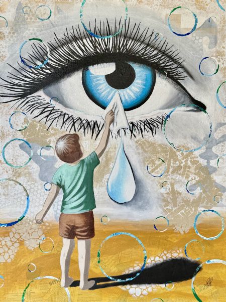 Blandede medier maleri En glædes tåre af Alexia Røper malet i 2026