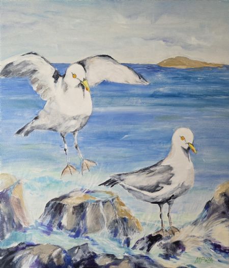 Akryl maleri Ved vandet VIII af Alicja Pedersen malet i 2024