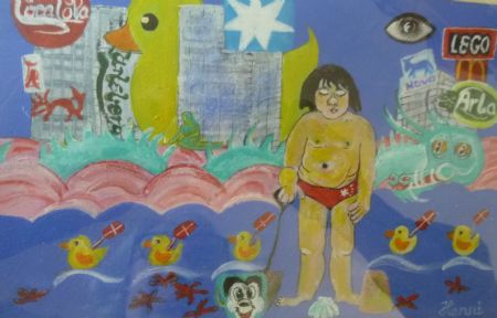 Akryl maleri Global byttehandel af Hanni Rossenell malet i 2015