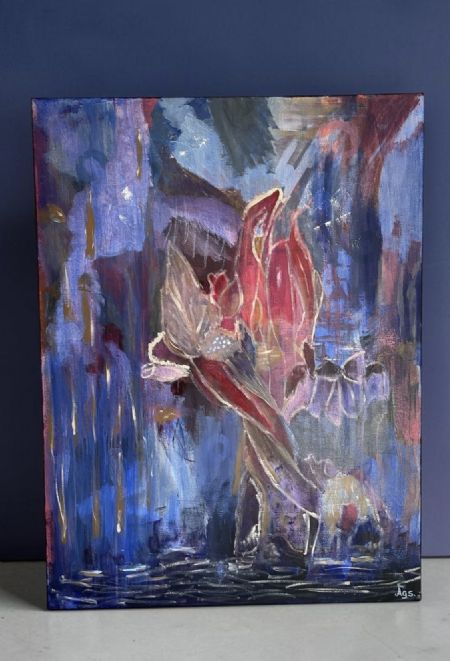 Akryl maleri Gløder i dybet af Anna Grethe Søgaard malet i 2026