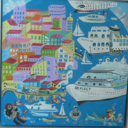  maleri Flygt mastodonterne kommer af Hanni Rossenell malet i 2017