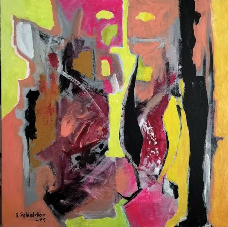 Akryl maleri Chatting in Colours af asger schioldan malet i 2025