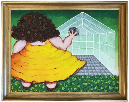 Akryl maleri Glashus af Julie Damskier Skov malet i 2026