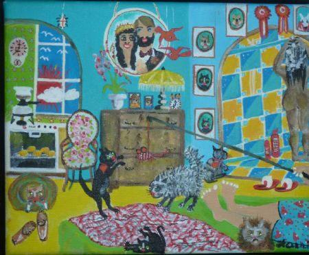 Akryl maleri Morgenhygge med solskin af Hanni Rossenell malet i 2022