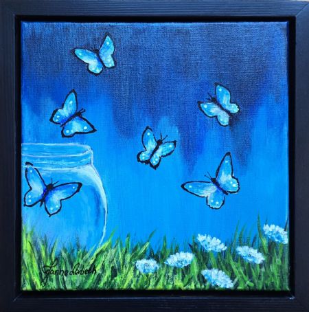 Akryl maleri Blue freedom af Janne Lerbech malet i 