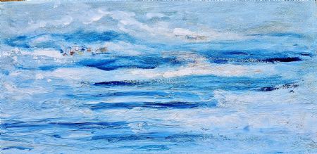 Akryl maleri 'Grønlandskyst no 1' af Aase Lind malet i 