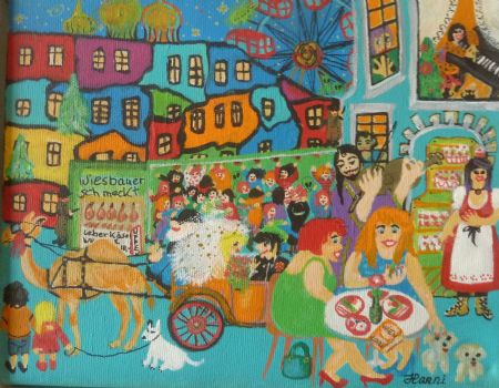 Akryl maleri Postkort fra Wien af Hanni Rossenell malet i 2020