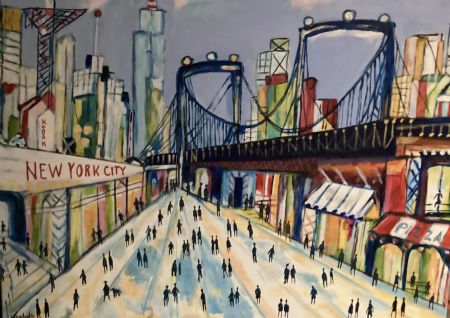 Akryl maleri Storbyen af Elsabeth Palm malet i 2024