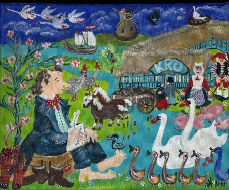 Akryl maleri H.C. tænker af Hanni Rossenell malet i 2019