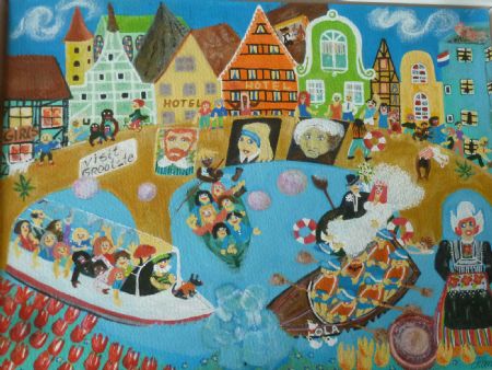 Akryl maleri Postkort fra Holland af Hanni Rossenell malet i 2020