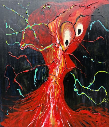 Akryl maleri Lightning Wilma af Jette  Nielsen malet i 2026