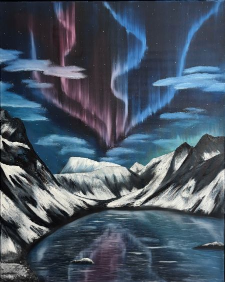 Olie maleri Dancing sky af Ziva K. Vuttchi malet i 2025