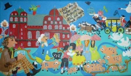 Akryl maleri H.c. Andersen tænker og skriver af Hanni Rossenell malet i 2023