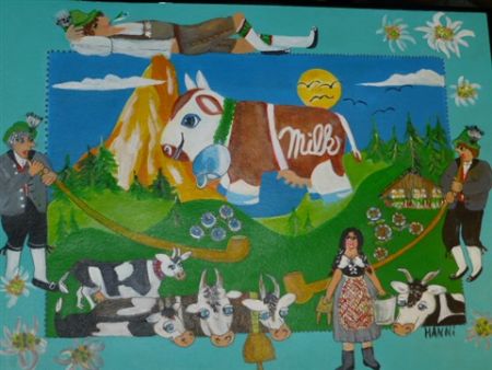 Akryl maleri Milka chokolade af Hanni Rossenell malet i 2019