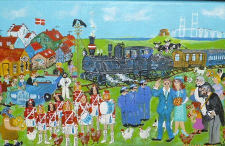 Akryl maleri Fint besøg af Hanni Rossenell malet i 2019