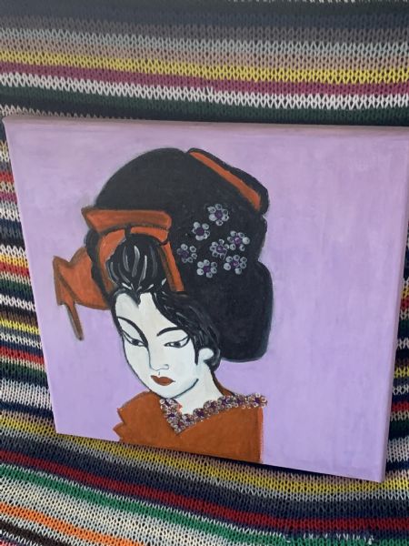 Akryl maleri Geisha af kirstenbente pedersen malet i 2026