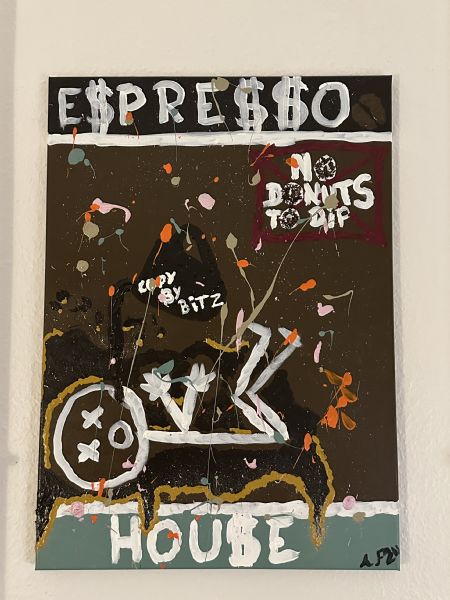 Akryl maleri E$PRE$$O HOU$E af Andreas Fyrsterling malet i 2024