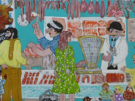  maleri Slagter 1960 af Hanni Rossenell malet i 2016