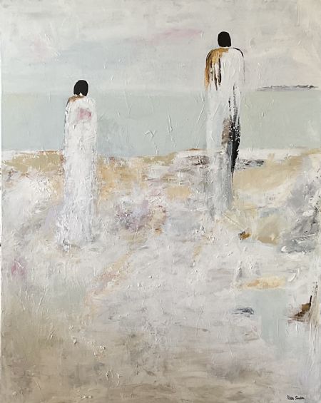 Akryl maleri Stille afstand af Helle Sneum malet i 2026