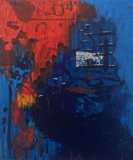 Akryl maleri Nede under af Ask Hansen malet i 2026