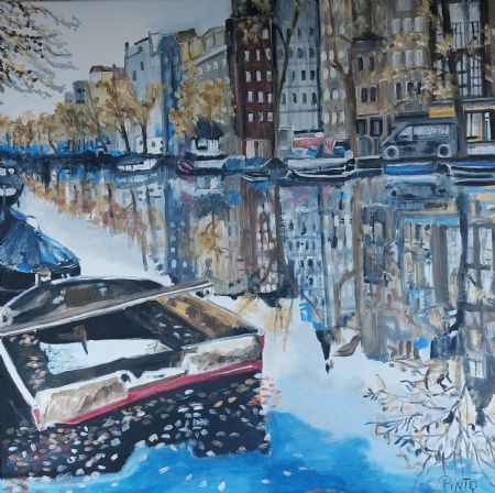 Akryl maleri Amsterdam af Mariann Jørgensen malet i 2026