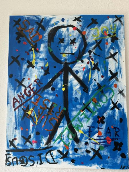 Akryl maleri Feeling blue af Andreas Fyrsterling malet i 2024