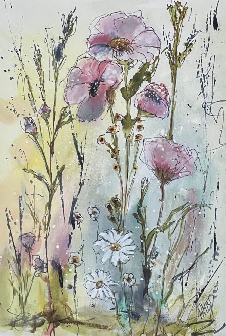 Akvarel maleri www.galleriambp.dk (Nr. 86) Akvarel med ramme af ART by AMBP / Anne-Mette Bank Petersen malet i 2026