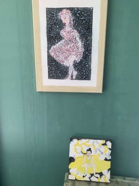 Akryl maleri 2 smådanserinder. af kirstenbente pedersen malet i 2026