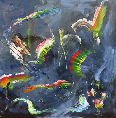 Akryl maleri Flashes of color in the universe af Anders Ulrich Gregersen malet i 2026