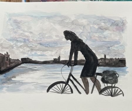 Akvarel maleri First day in Copenhagen af Nicole Forup malet i 2019