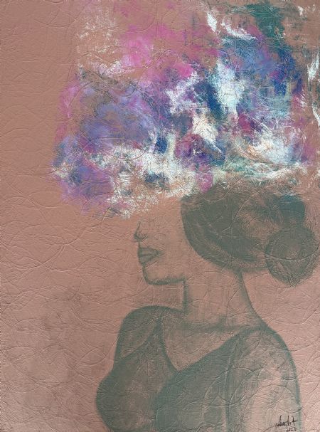 Akryl maleri The Woman and The Hat af LibeArt L.G. malet i 2026