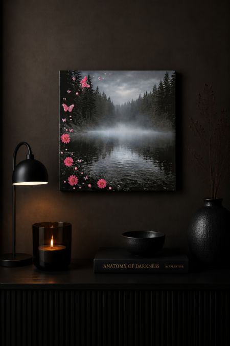 Blandede medier maleri Where the Mist Settles af Rebecca Isabell Van Dijk malet i 2026