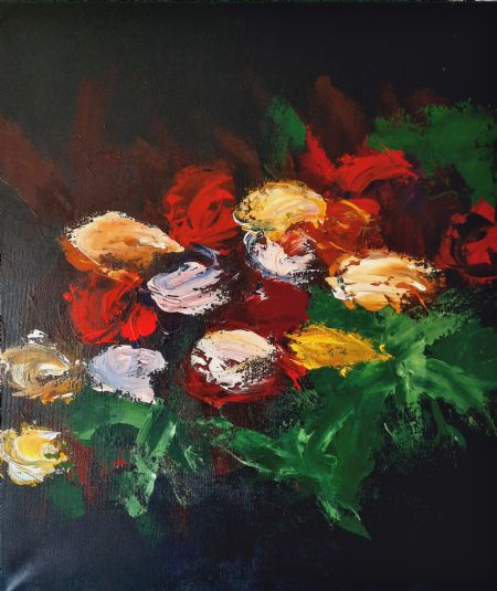 Akryl maleri Floral Abstract af Lone Andreasen malet i 2023
