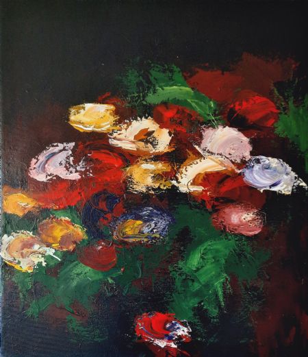 Akryl maleri Floral Abstract af Lone Andreasen malet i 2023