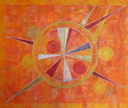 Akryl maleri Orange Pleasure af Vibeke F malet i 2020