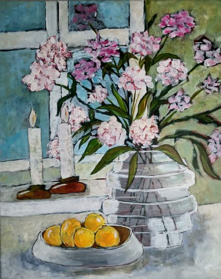 Akryl maleri Blomster af Birthe Frederiksen malet i 26