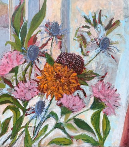 Akryl maleri Blomster af Birthe Frederiksen malet i 26