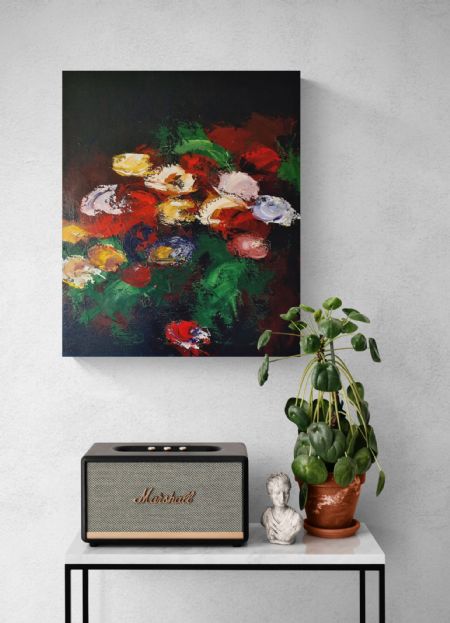 Akryl maleri Floral abstract af Lone Andreasen malet i 2023