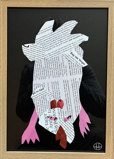 Blandede medier maleri Høne 1 af Helle Olesen malet i 2026