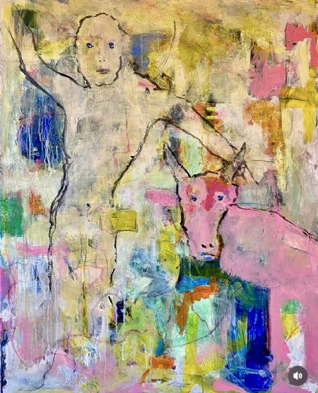 Akryl maleri The Bull. af Henrik Diget Thomsen malet i 2025