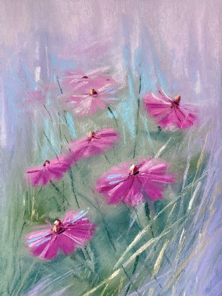 Blandede medier maleri Sommerblomster af Galina Landbo malet i 