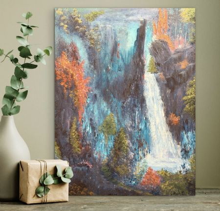 Akryl maleri Wonderland Waterfall (2026) af Anette Thorup H malet i 2026