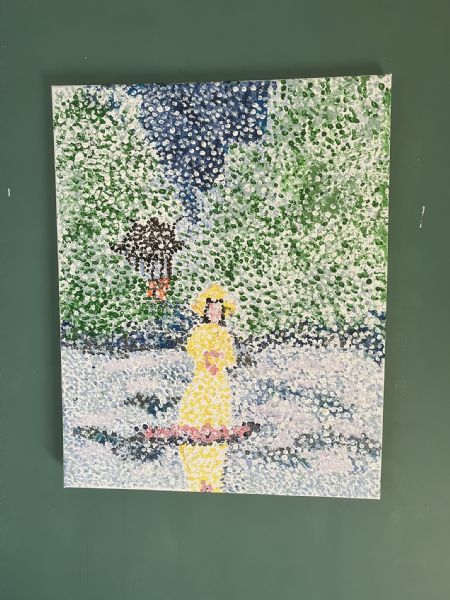 Akryl maleri Kvinde med blomster iagttager sit spejlbillede. af kirstenbente pedersen malet i 2026