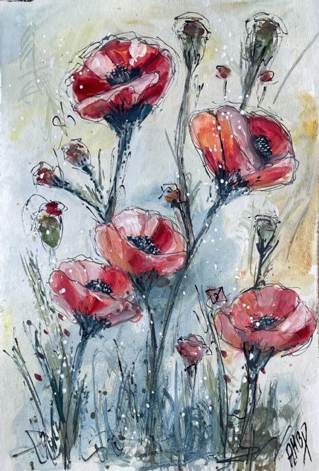 Akvarel maleri www.galleriambp.dk (Nr. 88) Akvarel med ramme af ART by AMBP / Anne-Mette Bank Petersen malet i 2026