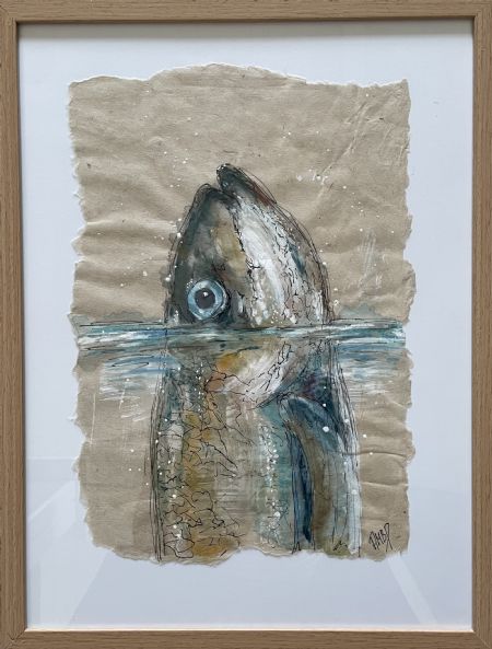 Akvarel maleri www.galleriambp.dk (Nr. 89) Akvarel med ramme af ART by AMBP / Anne-Mette Bank Petersen malet i 2026