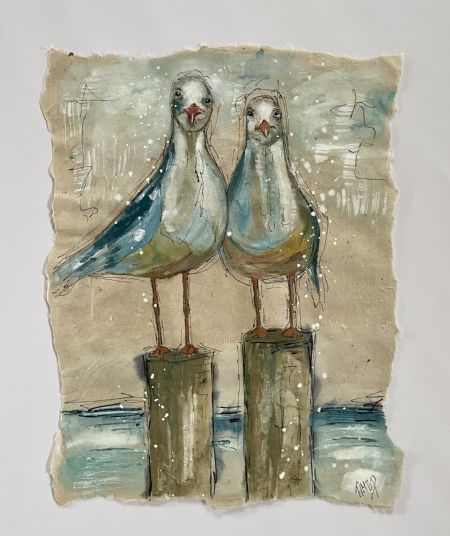 Akvarel maleri www.galleriambp.dk (Nr. 91) - Akvarel med hvid ramme af ART by AMBP / Anne-Mette Bank Petersen malet i 2026