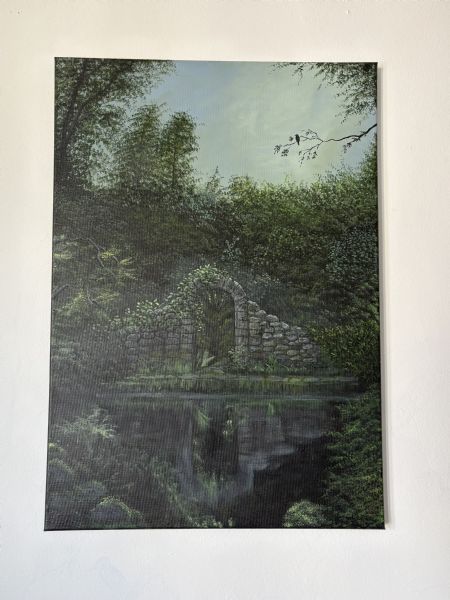 Akryl maleri The door to nature af Majbrit Nicolaisen malet i 2025