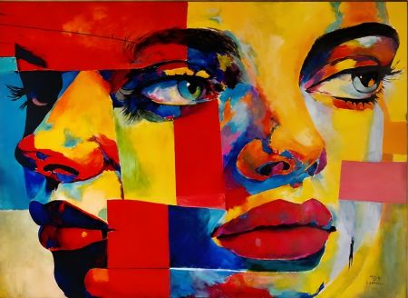 Akryl maleri Levende refleksion ( vivid Reflections ) af Mjid Lamima malet i 2025